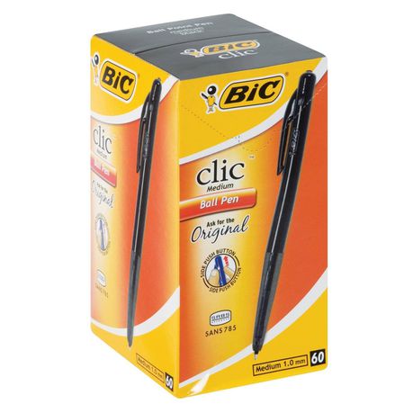 Bic Clic Black Medium Ballpoint Pens with