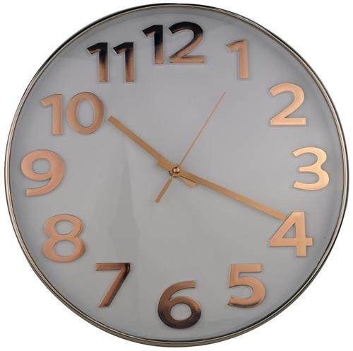 Casey Wall Clock Rose Gold outer rim with White