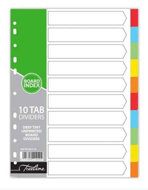 Treeline A4 File Divider Board Tab 1