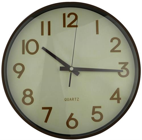 Casey Wall Clock Woodgrain outer rim with Beige